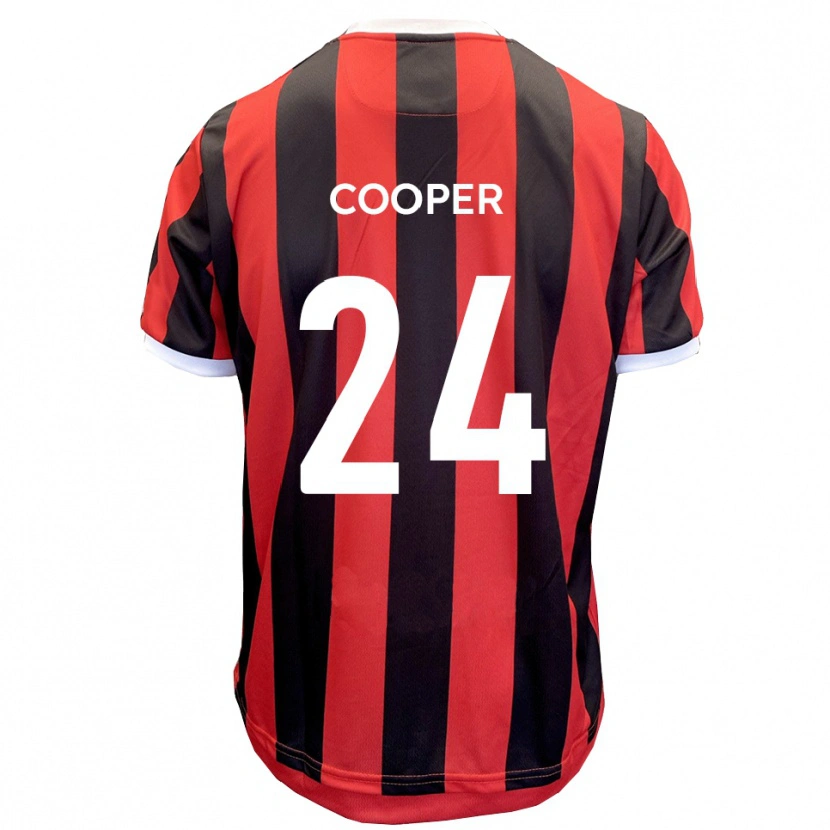 Danxen Donna Maglia Charlie Cooper #24 Rosso Nero Kit Gara Away 2025/26 Maglietta