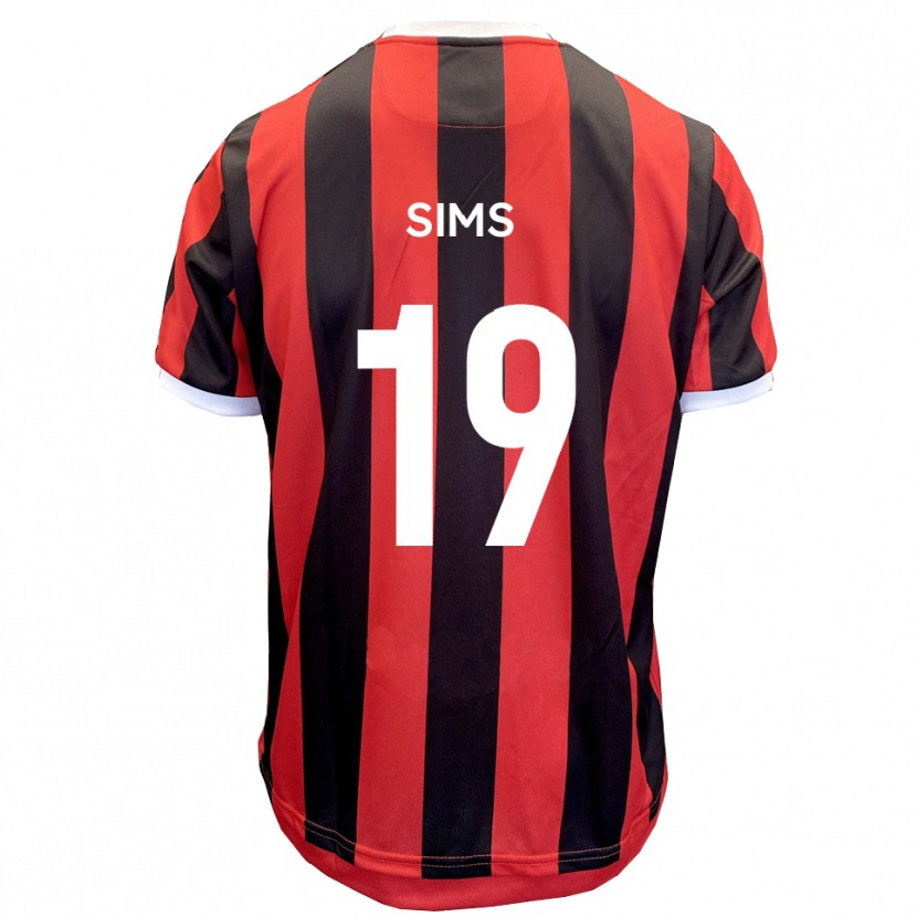 Danxen Donna Maglia Josh Sims #19 Rosso Nero Kit Gara Away 2025/26 Maglietta
