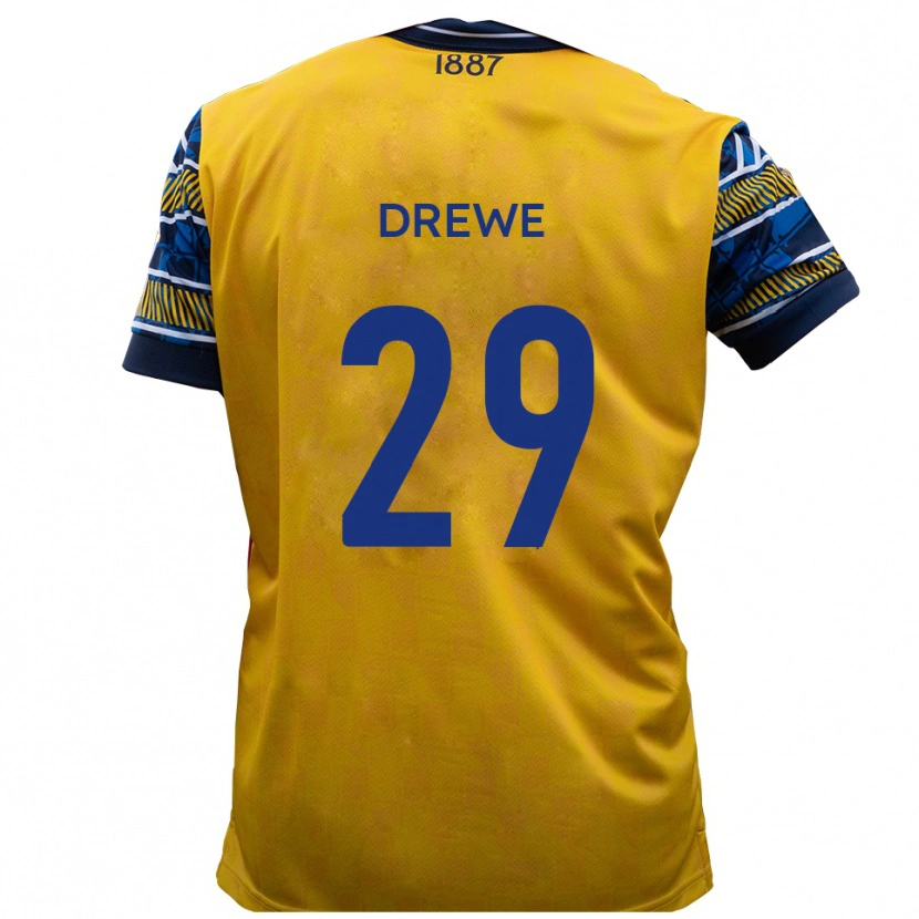Danxen Donna Maglia Aaron Drewe #29 Giallo Nero Kit Gara Away 2025/26 Maglietta
