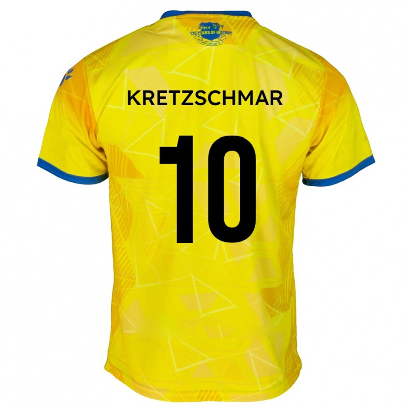Danxen Donna Maglia Max Kretzschmar #10 Giallo Blu Kit Gara Away 2025/26 Maglietta