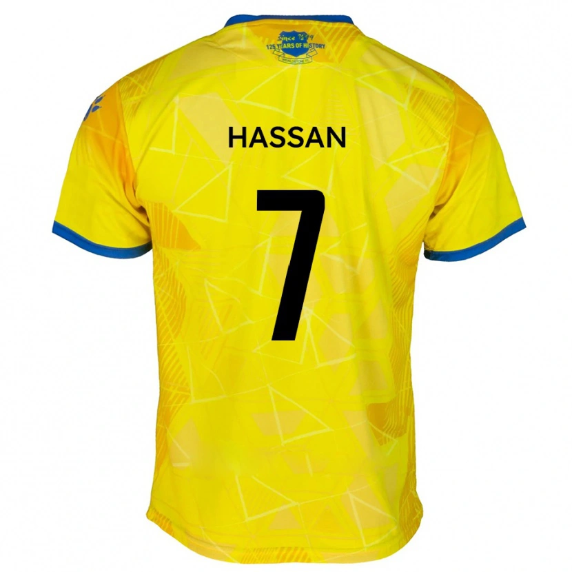 Danxen Donna Maglia Sakariya Hassan #7 Giallo Blu Kit Gara Away 2025/26 Maglietta
