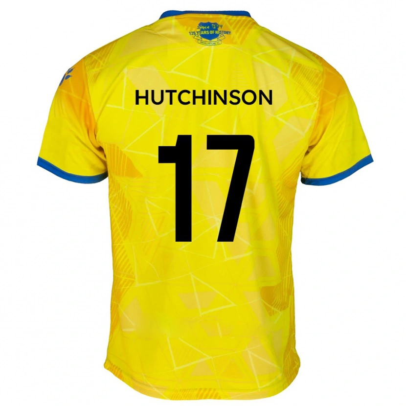 Danxen Donna Maglia Dom Hutchinson #17 Giallo Blu Kit Gara Away 2025/26 Maglietta