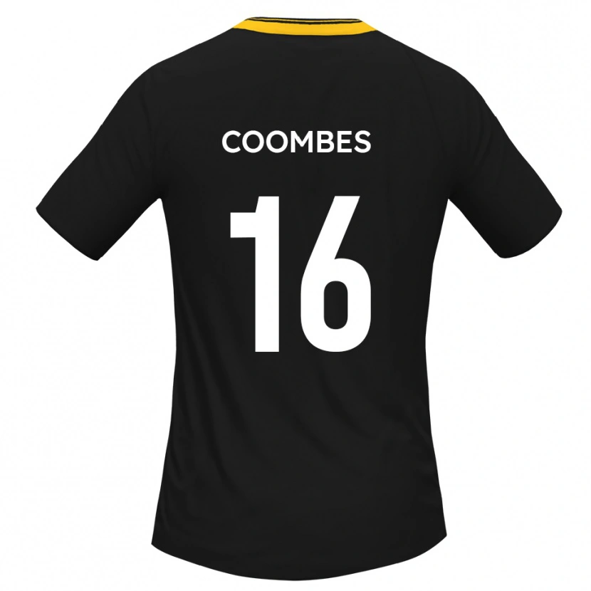 Danxen Donna Maglia Jay Coombes #16 Nero Giallo Kit Gara Away 2025/26 Maglietta