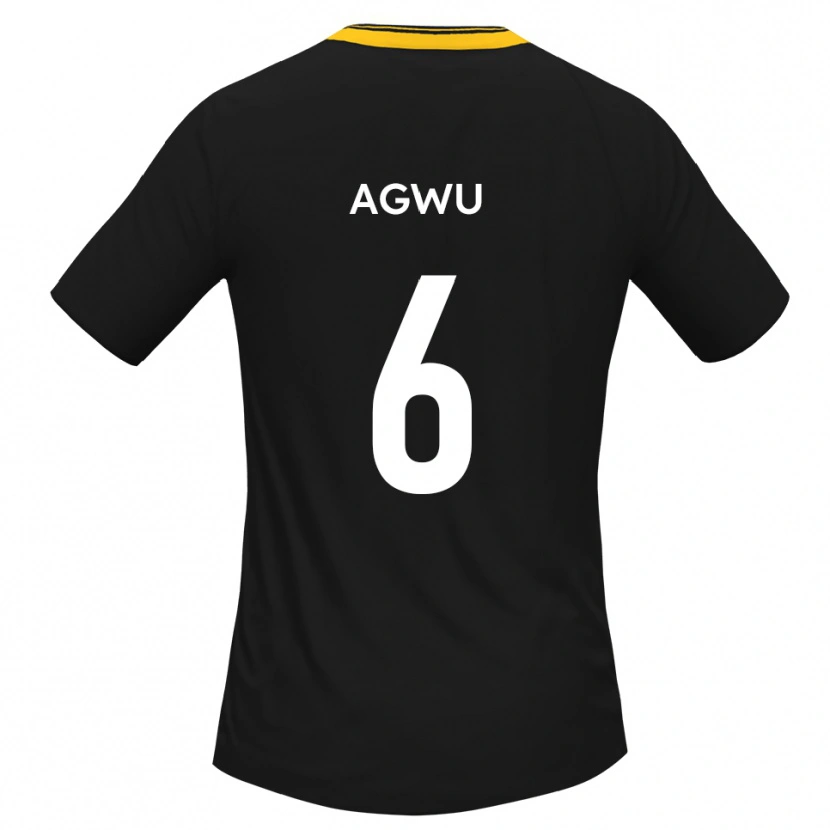 Danxen Donna Maglia Michael Agwu #6 Nero Giallo Kit Gara Away 2025/26 Maglietta