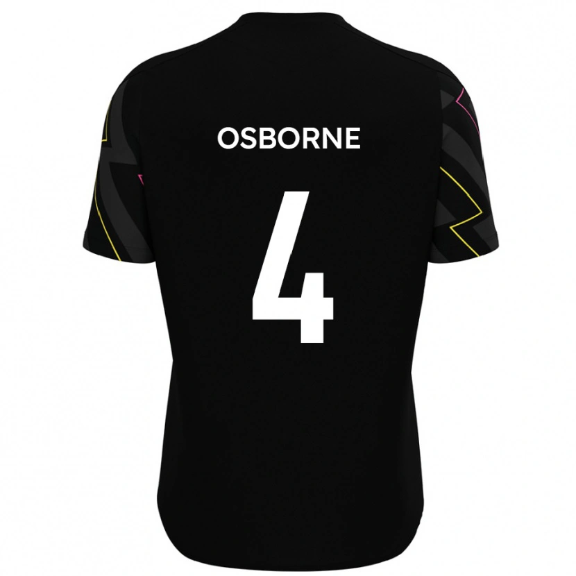 Danxen Donna Maglia Jamey Osborne #4 Nero Grigio Kit Gara Away 2025/26 Maglietta