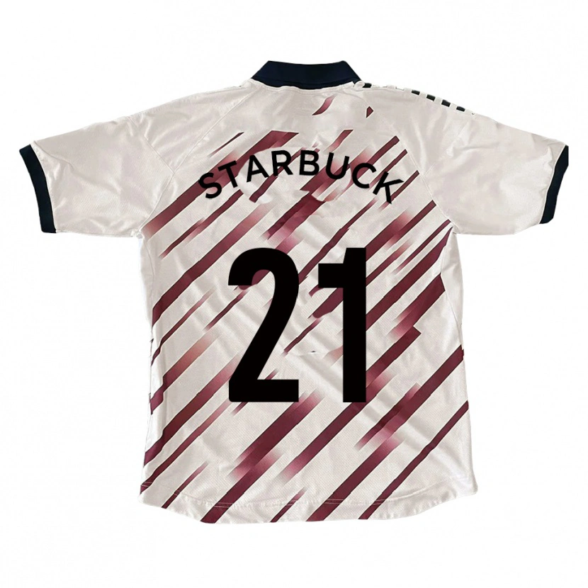 Danxen Donna Maglia Joe Starbuck #21 Bianco Rosso Kit Gara Away 2025/26 Maglietta
