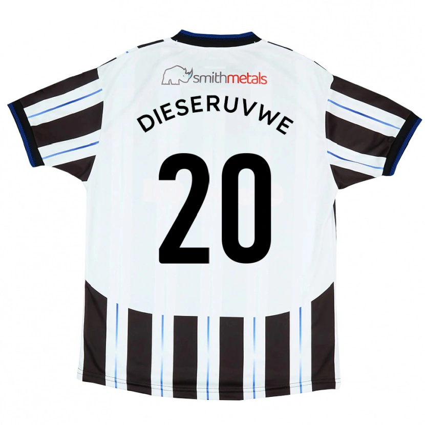 Danxen Donna Maglia Emmanuel Dieseruvwe #20 Bianco Nero Kit Gara Away 2025/26 Maglietta