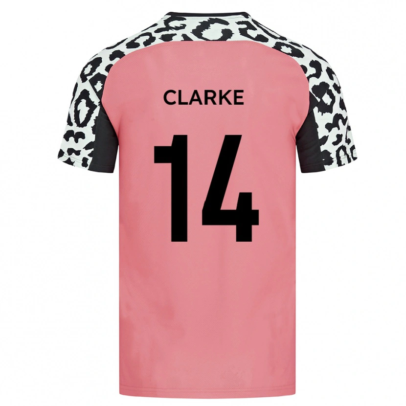 Danxen Donna Maglia Jayden Clarke #14 Rosa Nero Kit Gara Away 2025/26 Maglietta