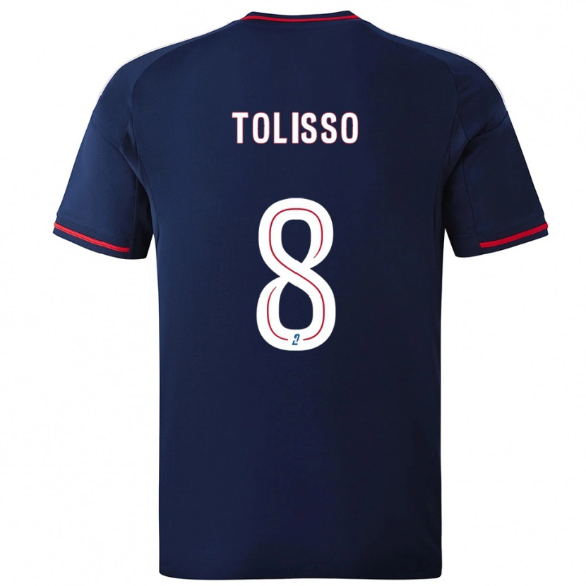 Danxen Donna Maglia Corentin Tolisso #8 Blu Marino Rosso Kit Gara Away 2025/26 Maglietta