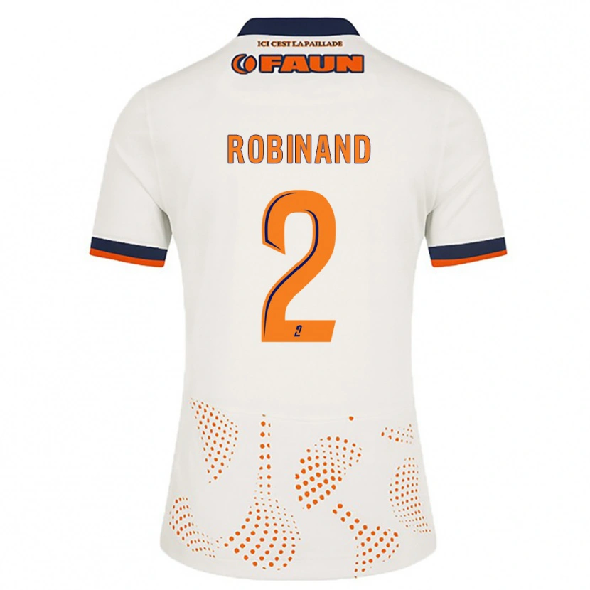 Danxen Donna Maglia Mathis Robinand #2 Bianco Arancione Kit Gara Away 2025/26 Maglietta