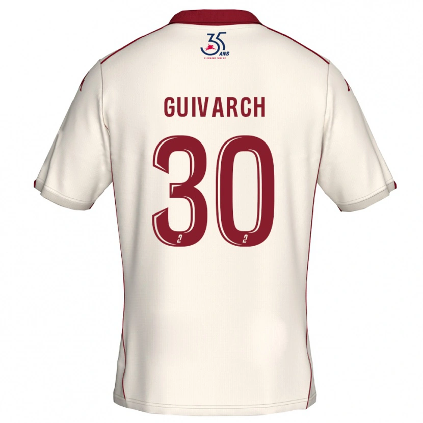Danxen Donna Maglia Théo Guivarch #30 Bianco Bordeaux Kit Gara Away 2025/26 Maglietta