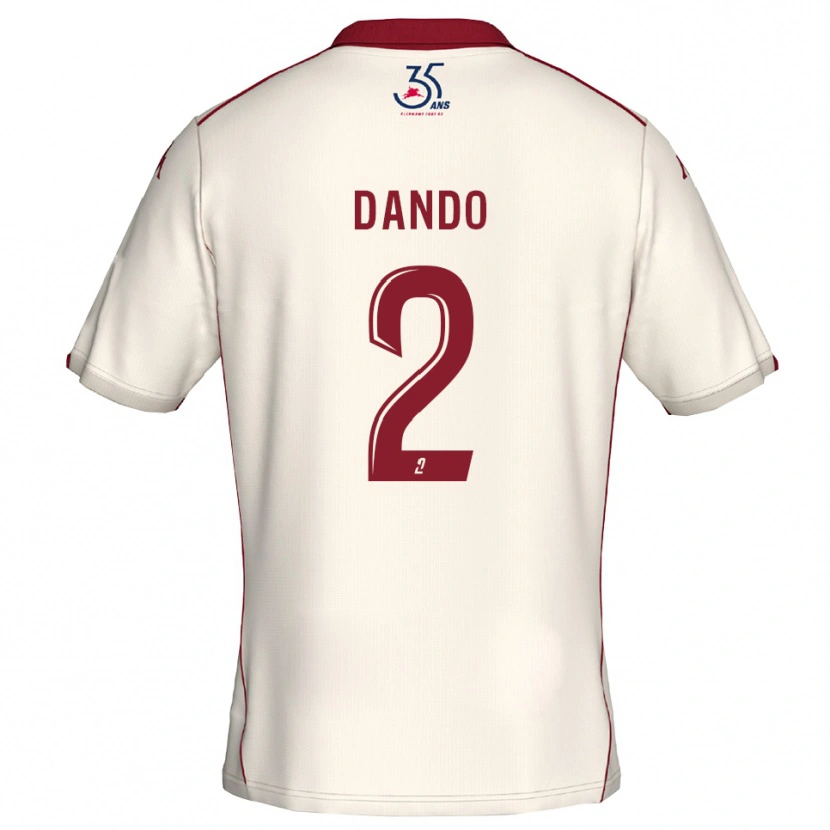 Danxen Donna Maglia Mathis Dando #2 Bianco Bordeaux Kit Gara Away 2025/26 Maglietta