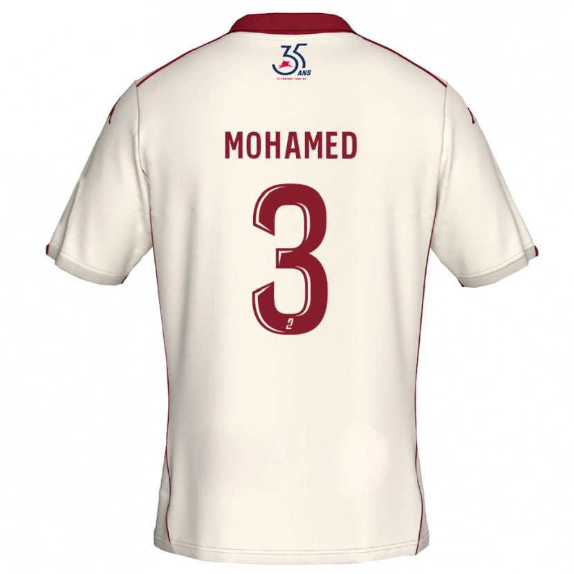 Danxen Donna Maglia Yassine Mohamed #3 Bianco Bordeaux Kit Gara Away 2025/26 Maglietta