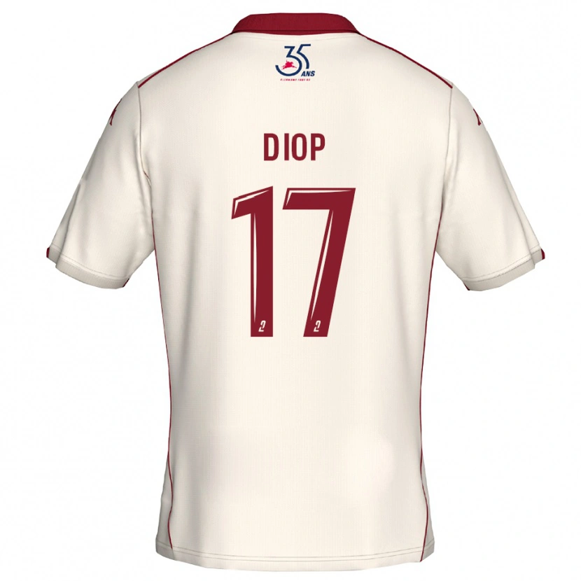 Danxen Donna Maglia Ousmane Diop #17 Bianco Bordeaux Kit Gara Away 2025/26 Maglietta