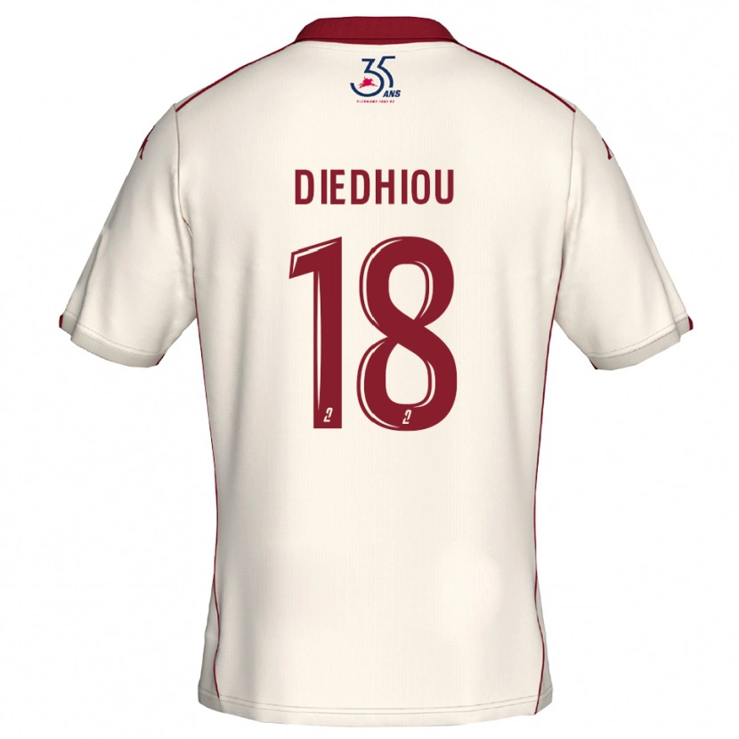 Danxen Donna Maglia Famara Diédhiou #18 Bianco Bordeaux Kit Gara Away 2025/26 Maglietta