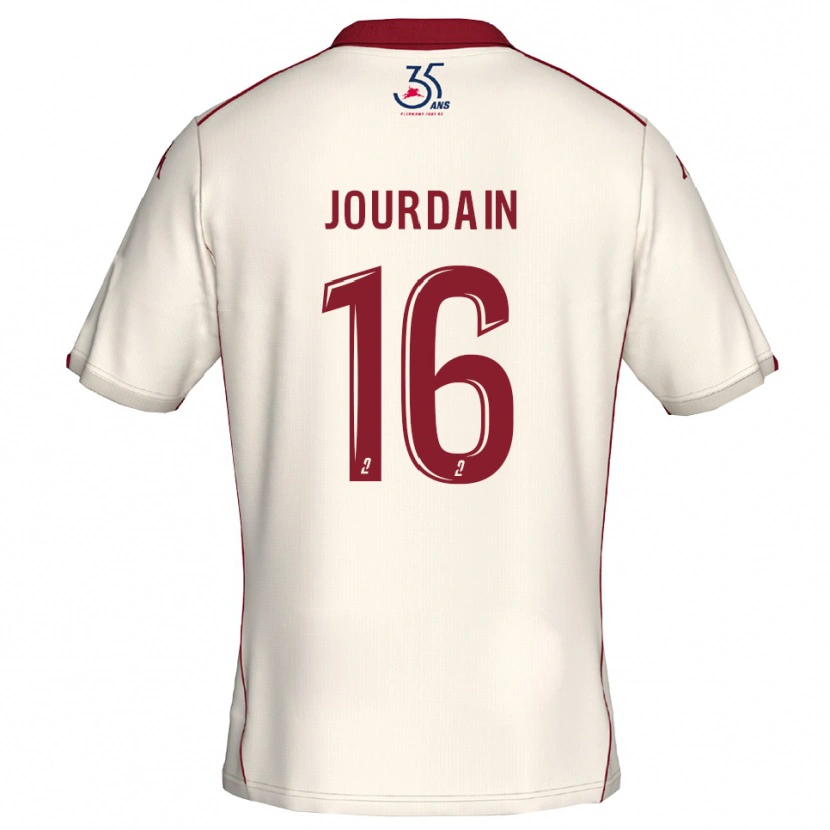 Danxen Donna Maglia Théo Jourdain #16 Bianco Bordeaux Kit Gara Away 2025/26 Maglietta