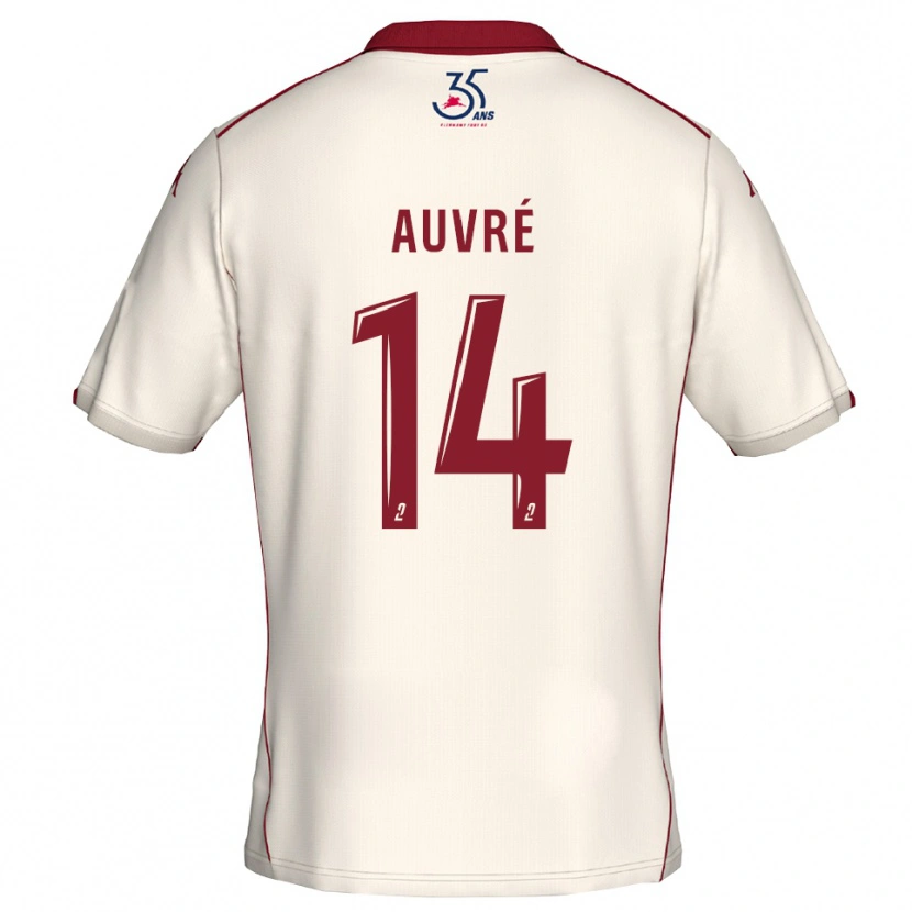 Danxen Donna Maglia Tom Auvré #14 Bianco Bordeaux Kit Gara Away 2025/26 Maglietta