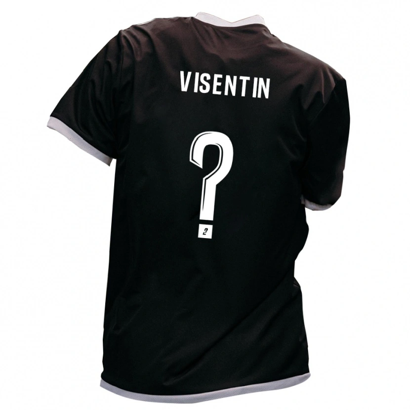 Danxen Donna Maglia Joao Visentin #0 Nero Oro Kit Gara Away 2025/26 Maglietta