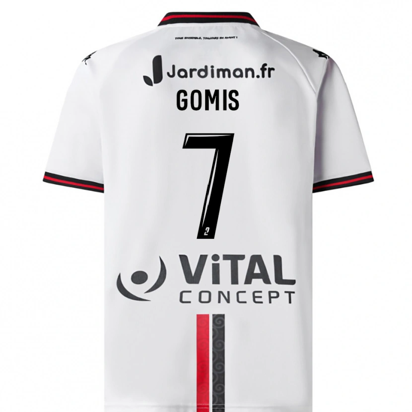 Danxen Donna Maglia Donatien Gomis #7 Bianco Rosso Kit Gara Away 2025/26 Maglietta