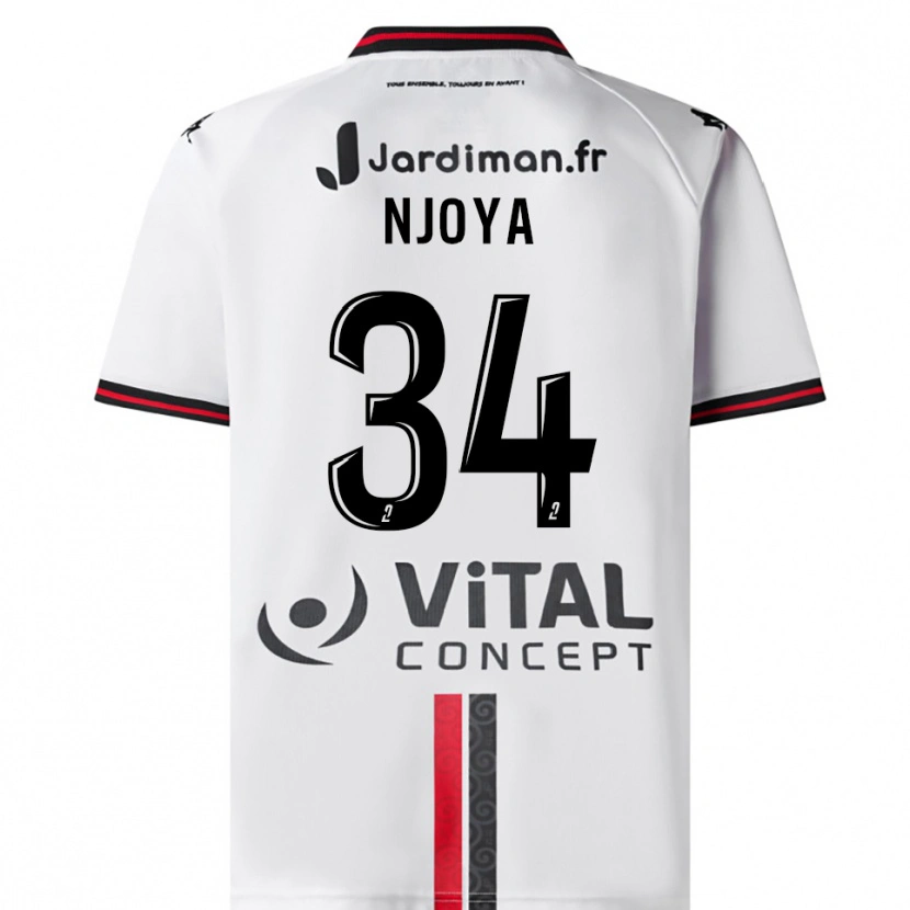 Danxen Donna Maglia Youssef Njoya #34 Bianco Rosso Kit Gara Away 2025/26 Maglietta