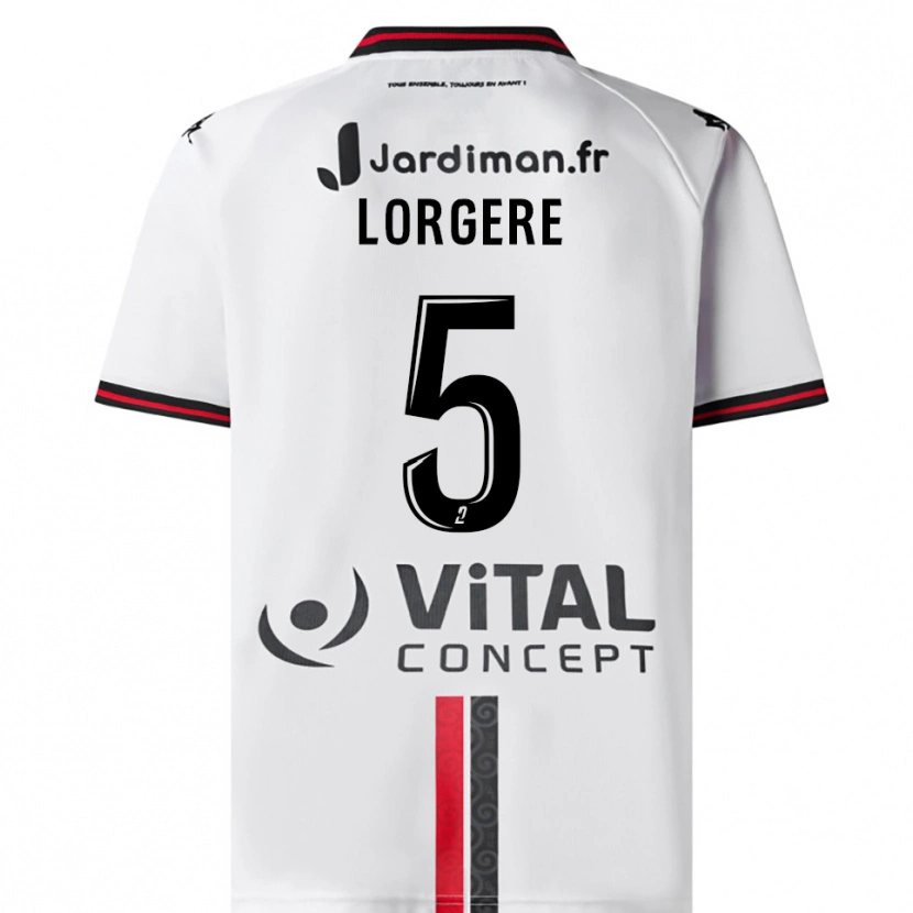 Danxen Donna Maglia Charlotte Lorgere #5 Bianco Rosso Kit Gara Away 2025/26 Maglietta