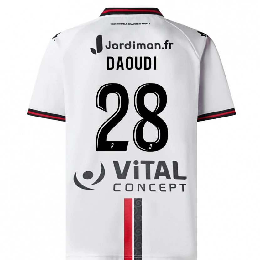 Danxen Donna Maglia Sana Daoudi #28 Bianco Rosso Kit Gara Away 2025/26 Maglietta