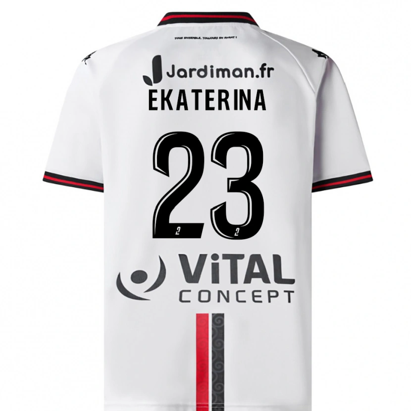 Danxen Donna Maglia Tyrishkina Ekaterina #23 Bianco Rosso Kit Gara Away 2025/26 Maglietta