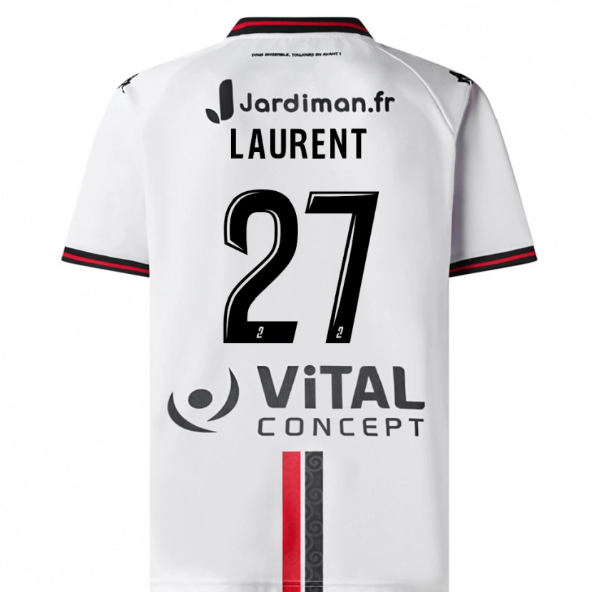 Danxen Donna Maglia Emelyne Laurent #27 Bianco Rosso Kit Gara Away 2025/26 Maglietta