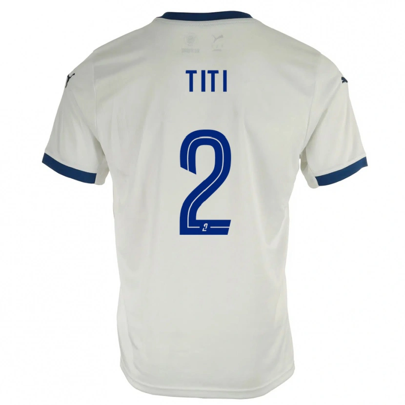 Danxen Donna Maglia Yvann Titi #2 Bianco Blu Kit Gara Away 2025/26 Maglietta