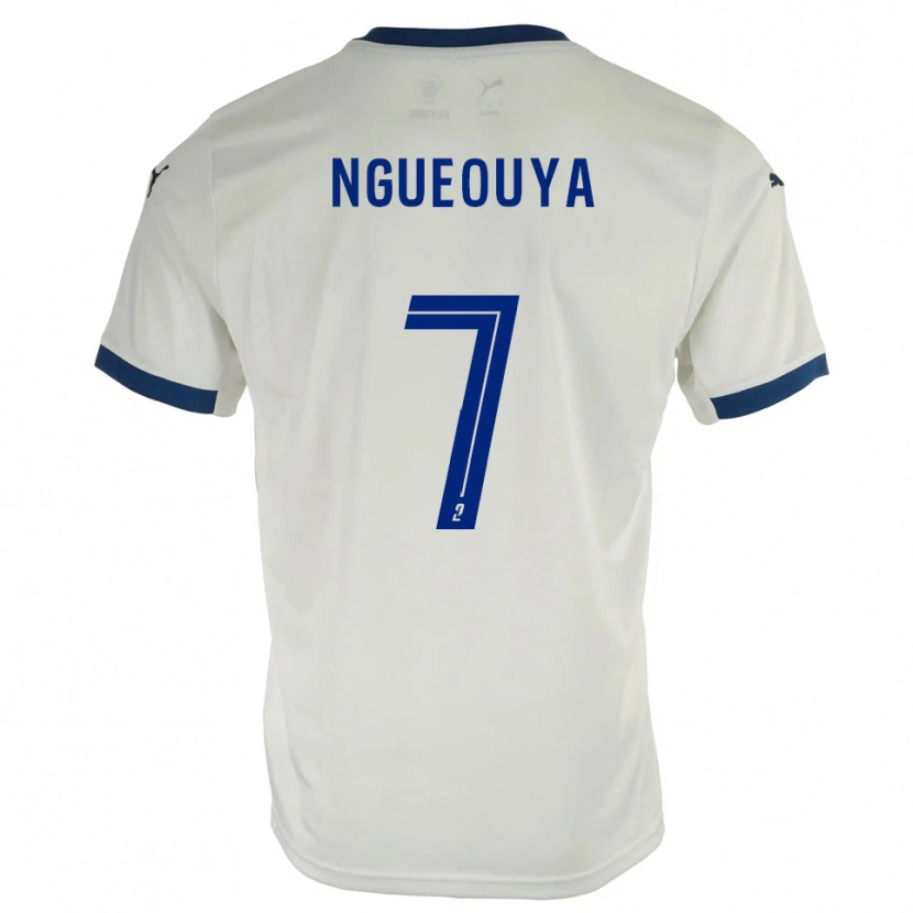 Danxen Donna Maglia Anthony Ngueouya #7 Bianco Blu Kit Gara Away 2025/26 Maglietta