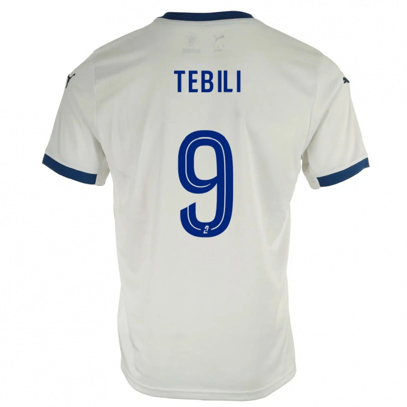 Danxen Donna Maglia David Tebili #9 Bianco Blu Kit Gara Away 2025/26 Maglietta