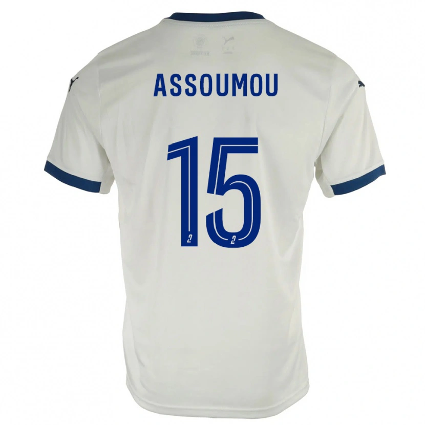 Danxen Donna Maglia Jaurès Assoumou #15 Bianco Blu Kit Gara Away 2025/26 Maglietta