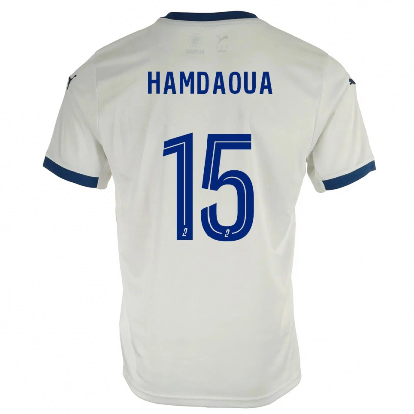 Danxen Donna Maglia Noham Hamdaoua #15 Bianco Blu Kit Gara Away 2025/26 Maglietta