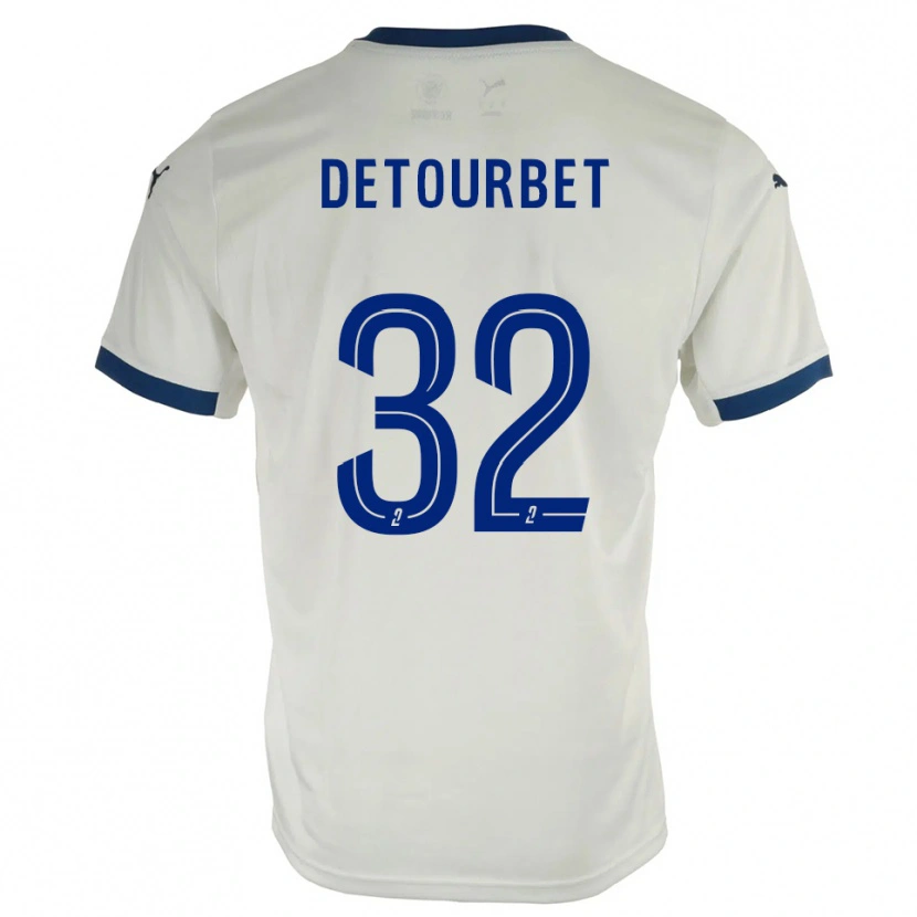 Danxen Donna Maglia Mathys Detourbet #32 Bianco Blu Kit Gara Away 2025/26 Maglietta
