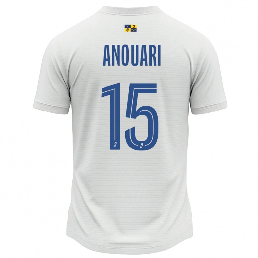 Danxen Donna Maglia Naël Anouari #15 Bianco Blu Kit Gara Away 2025/26 Maglietta
