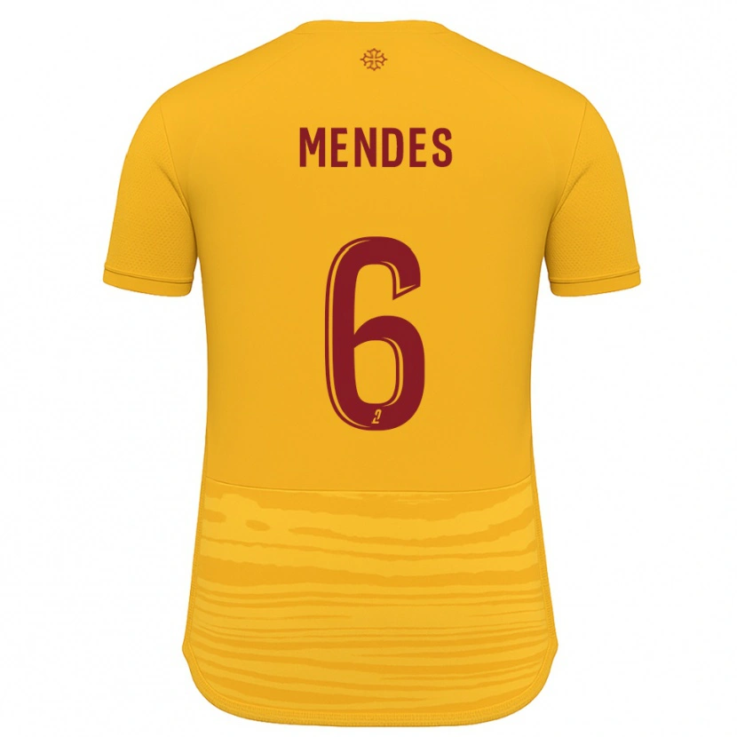 Danxen Donna Maglia Jordan Mendes #6 Arancione Bordeaux Kit Gara Away 2025/26 Maglietta