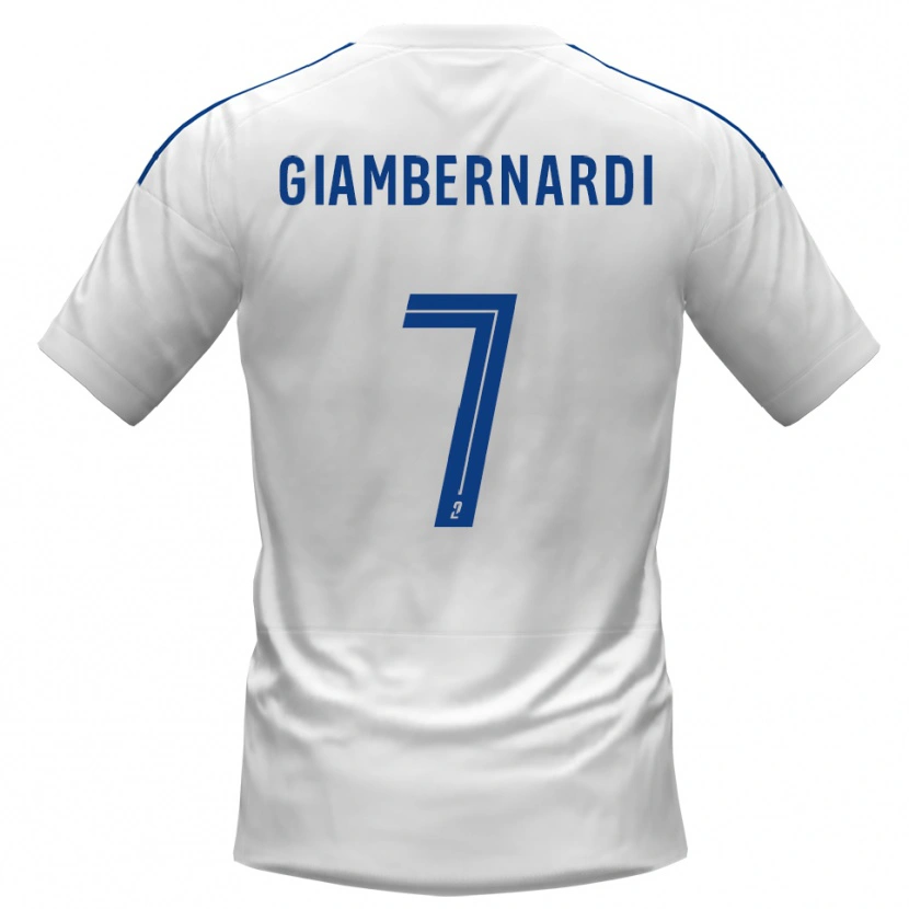 Danxen Donna Maglia Anthony Giambernardi #7 Bianco Blu Kit Gara Away 2025/26 Maglietta