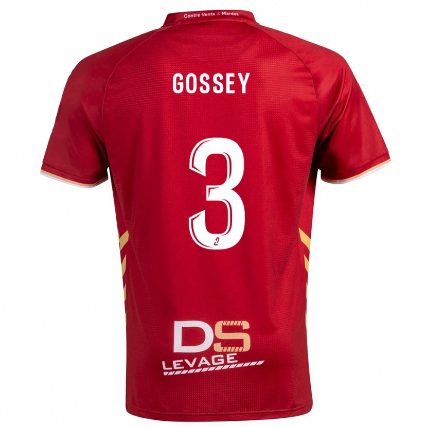 Danxen Donna Maglia Matheo Gossey #3 Bordeaux Oro Kit Gara Away 2025/26 Maglietta