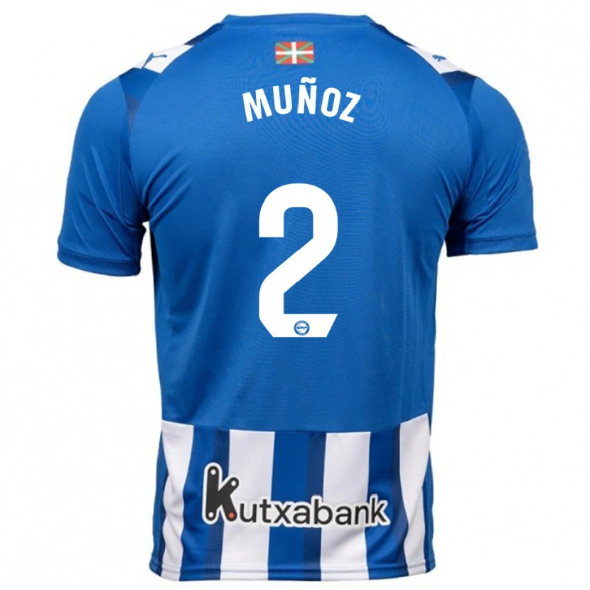 Danxen Bambino Maglia Egoitz Muñoz #2 Blu Bianco Kit Gara Home 2025/26 Maglietta