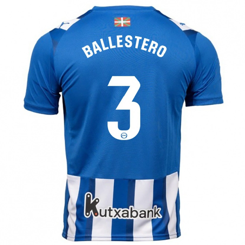 Danxen Bambino Maglia Carlos Ballestero #3 Blu Bianco Kit Gara Home 2025/26 Maglietta