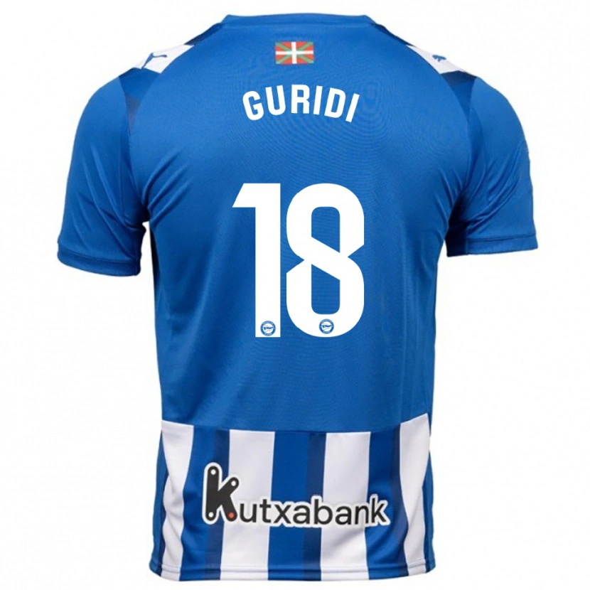 Danxen Bambino Maglia Jon Guridi #18 Blu Bianco Kit Gara Home 2025/26 Maglietta