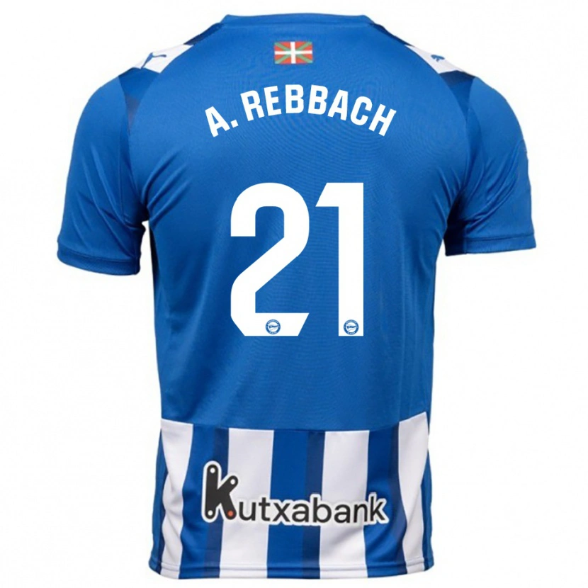 Danxen Bambino Maglia Abde Rebbach #21 Blu Bianco Kit Gara Home 2025/26 Maglietta
