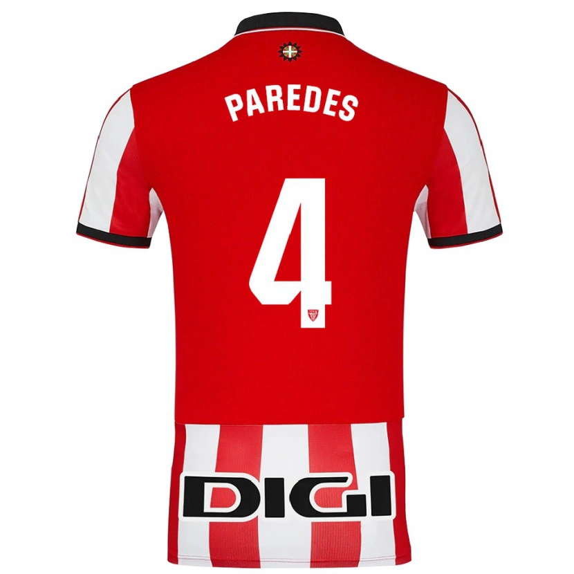 Danxen Bambino Maglia Aitor Paredes #4 Rosso Bianco Kit Gara Home 2025/26 Maglietta