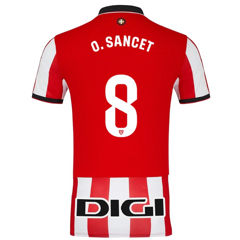 Danxen Bambino Maglia Oihan Sancet #8 Rosso Bianco Kit Gara Home 2025/26 Maglietta
