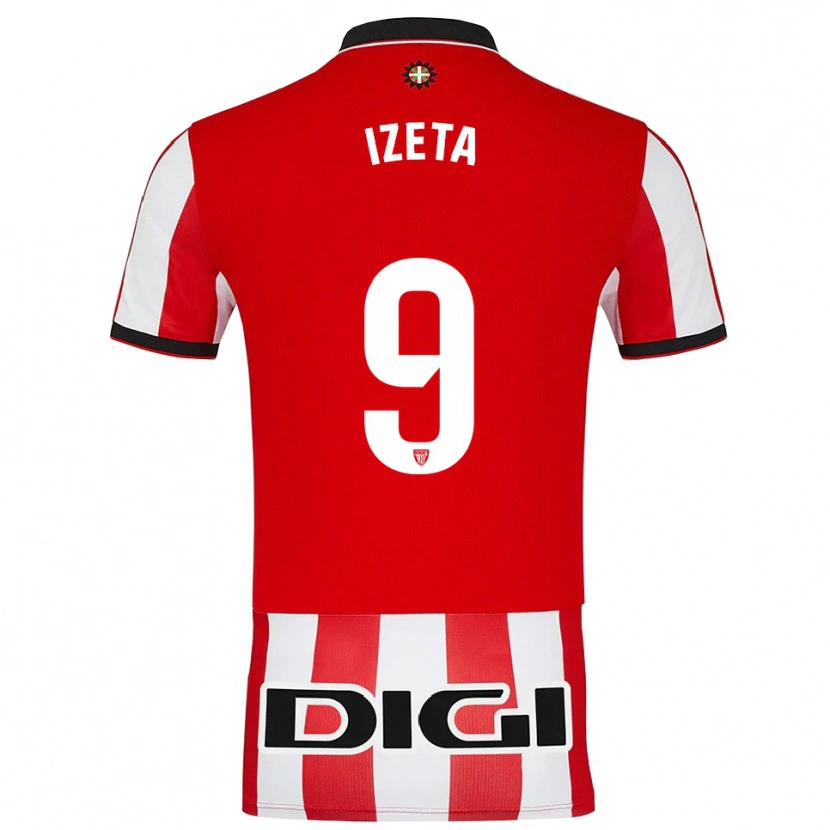 Danxen Bambino Maglia Urko Izeta #9 Rosso Bianco Kit Gara Home 2025/26 Maglietta