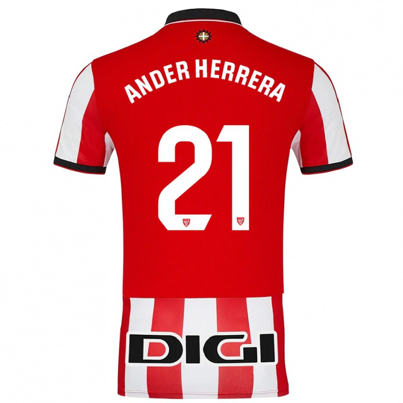Danxen Bambino Maglia Ander Herrera #21 Rosso Bianco Kit Gara Home 2025/26 Maglietta