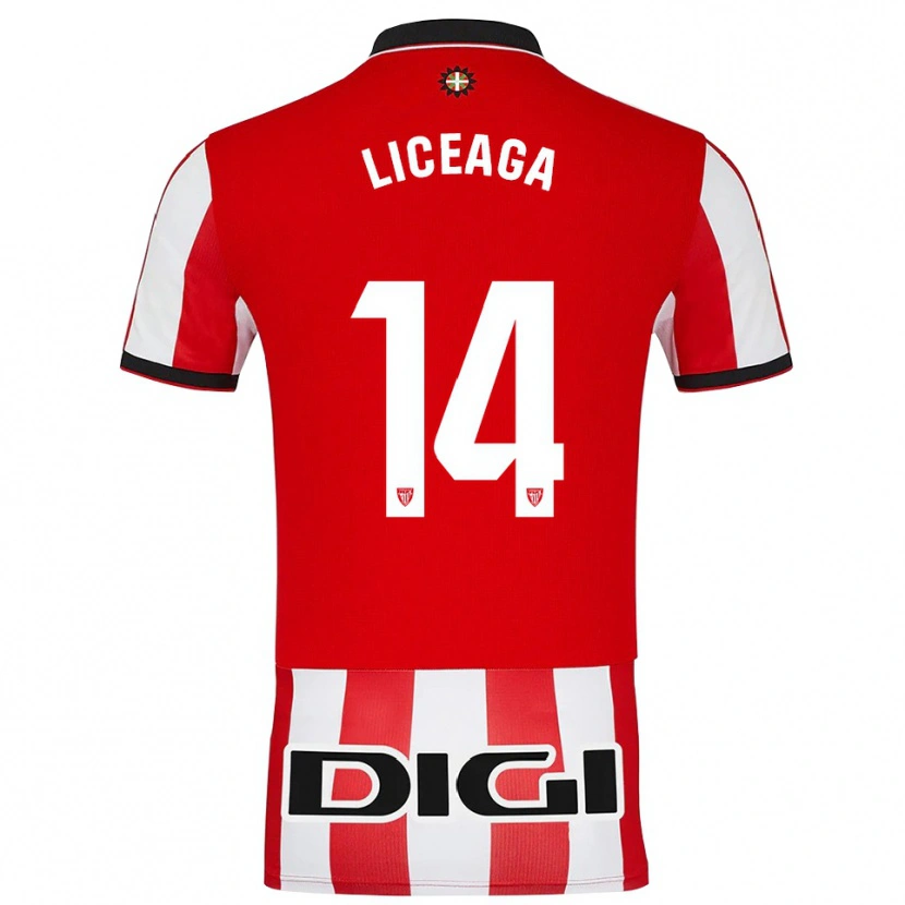 Danxen Bambino Maglia Urko Liceaga #14 Rosso Bianco Kit Gara Home 2025/26 Maglietta