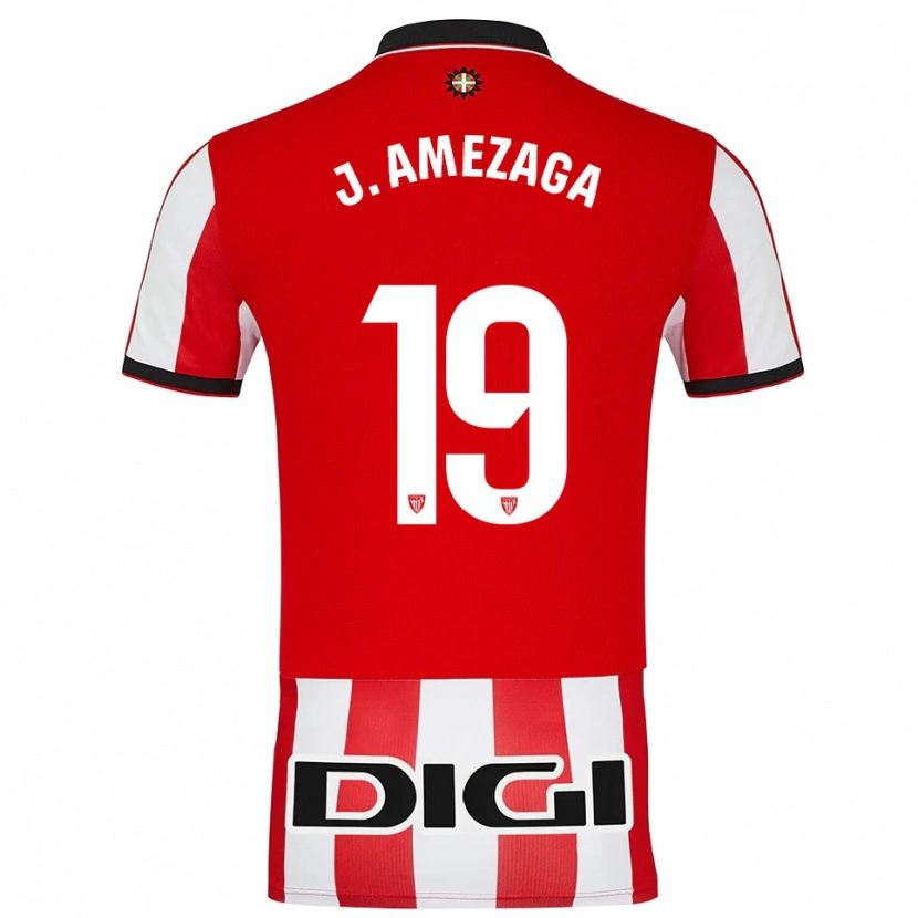 Danxen Bambino Maglia Jone Amezaga Martínez #19 Rosso Bianco Kit Gara Home 2025/26 Maglietta