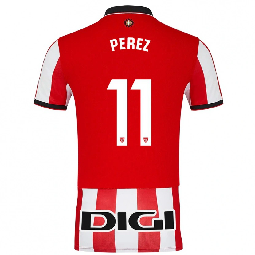 Danxen Bambino Maglia Adrián Pérez #11 Rosso Bianco Kit Gara Home 2025/26 Maglietta