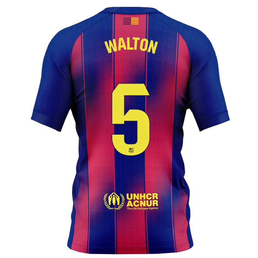 Danxen Bambino Maglia Álex Walton #5 Blu Rosso Kit Gara Home 2025/26 Maglietta